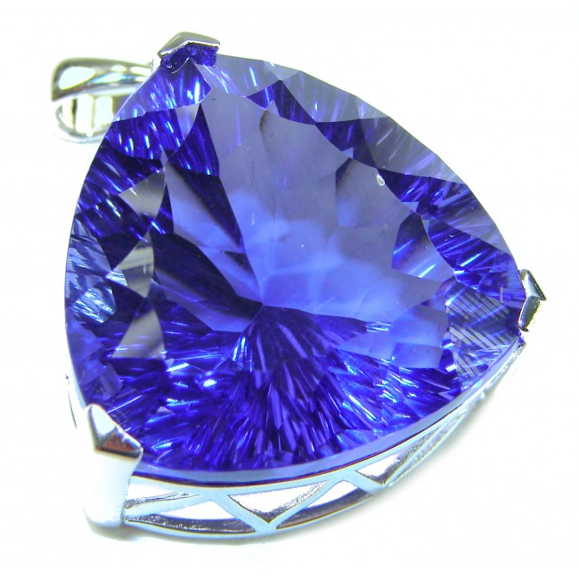Fancy Trillion Cut Perfect 38.5 carat natural Tanzanite .925 Sterling Silver handcrafted Pendant