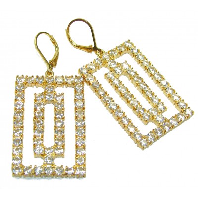 Large Extravaganza White Topaz 18K Gold over .925 Sterling Silver handcrafted Earrings