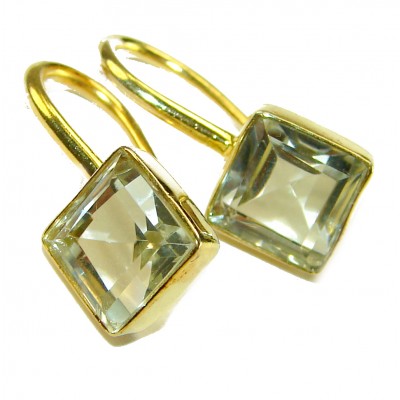 Splendid 5.5 carat Aquamarine 14K Gold over .925 Sterling Silver Handcrafted Earrings