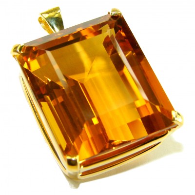 Luxury genuine 55.5 CARAT baquette cut Champagne Topaz .925 Sterling Silver dipped in 18K Gold handmade Pendant