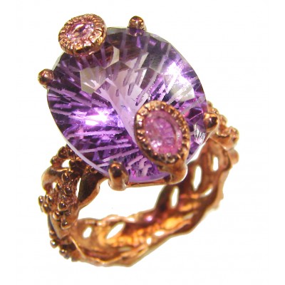 Purple Royalty 14.5 carat Amethyst .925 Sterling Silver dipped in 18K Gold over Handcrafted Ring size 8