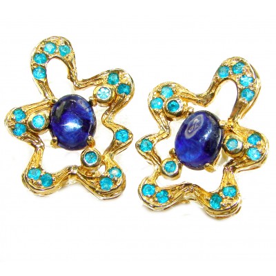 Best quality 5.5 carat African Kyanite 14K Gold over .925 Sterling Silver handcrafted earrings