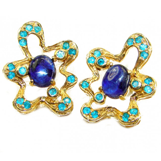 Best quality 5.5 carat African Kyanite 14K Gold over .925 Sterling Silver handcrafted earrings