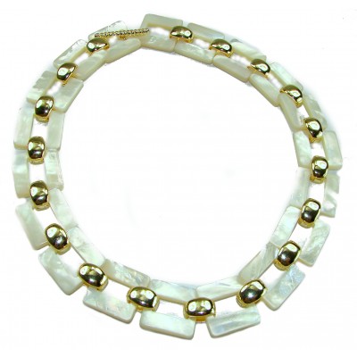 Rainbow Cascade Precious natural Blister Pearl 18K Gold over .925 Sterling Silver Necklace; 82.5 grams