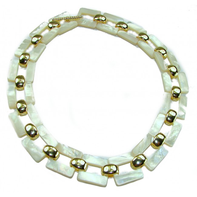 Rainbow Cascade Precious natural Blister Pearl 18K Gold over .925 Sterling Silver Necklace; 82.5 grams