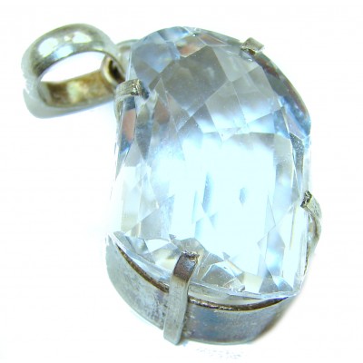 28.8 carat White Topaz .925 Sterling Silver Handcrafted Statement Pendant