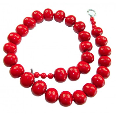 ESTANCIA Sublime natural Red Fossilized Coral Sterling Silver handmade Necklace