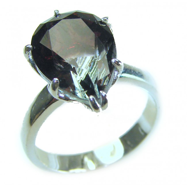 From dawn to dusk authentic 11.2 carat Brazilian Smoky Topaz .925 Sterling Silver Perfectly handcrafted Ring s. 6