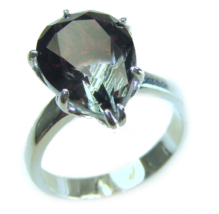 From dawn to dusk authentic 11.2 carat Brazilian Smoky Topaz .925 Sterling Silver Perfectly handcrafted Ring s. 6