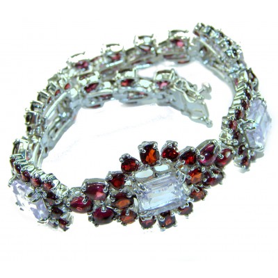 Tiffany - Magnificent 245.5 carat Pink Amethyst Garnet .925 Sterling Silver handcrafted Heavy Bracelet