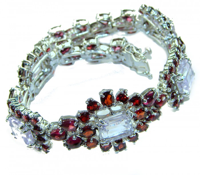 Tiffany - Magnificent 245.5 carat Pink Amethyst Garnet .925 Sterling Silver handcrafted Heavy Bracelet