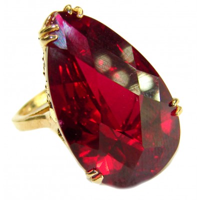Carmen Natural 28.4 carat Ruby .925 Sterling Silver dipped in 22K Gold handmade Large Statement Ring size 6