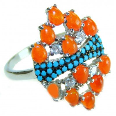 New Galaxy Genuine 5.8 carat Golden Opal .925 Sterling Silver handmade Ring size 8