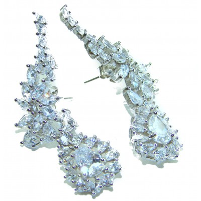 Allure Natural 10.2 carat White Topaz .925 Sterling Silver handcrafted earrings
