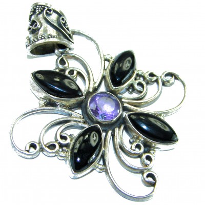 Julietta - Vintage Amethyst Onyx .925 Sterling Silver handcrafted Pendant