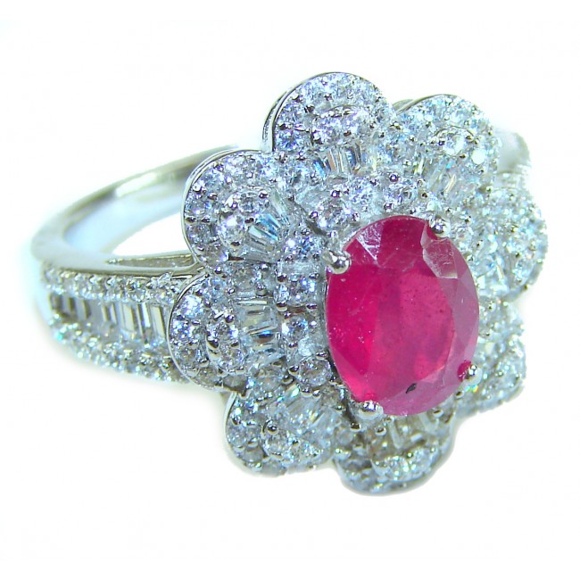 Real Beauty Natural 8.9 carat Ruby .925 Sterling Silver handmade Statement Ring size 7