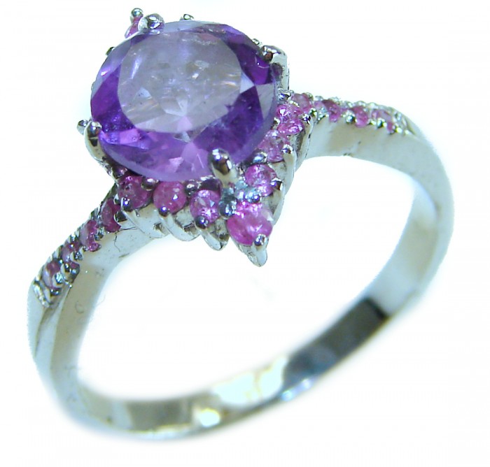 Purple Royalty 4.5 carat Amethyst .925 Sterling Silver Handcrafted Ring size 9