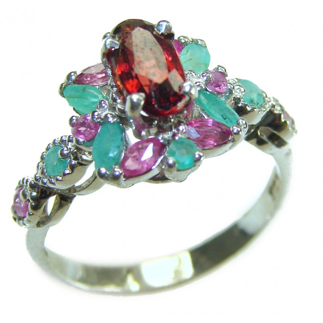 Rachel 4.5 carat oval cut Red Garnet .925 Sterling Silver handcrafted ring; s. 7 1/4