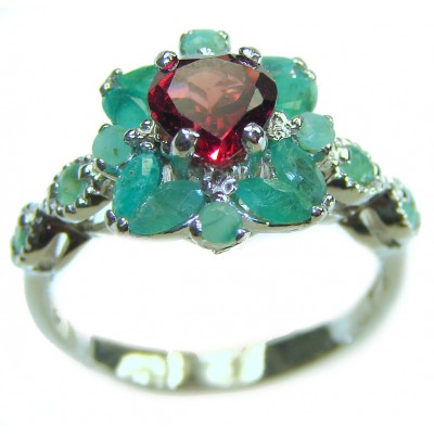 Rachel 4.5 carat Red Garnet .925 Sterling Silver handcrafted ring; s. 6