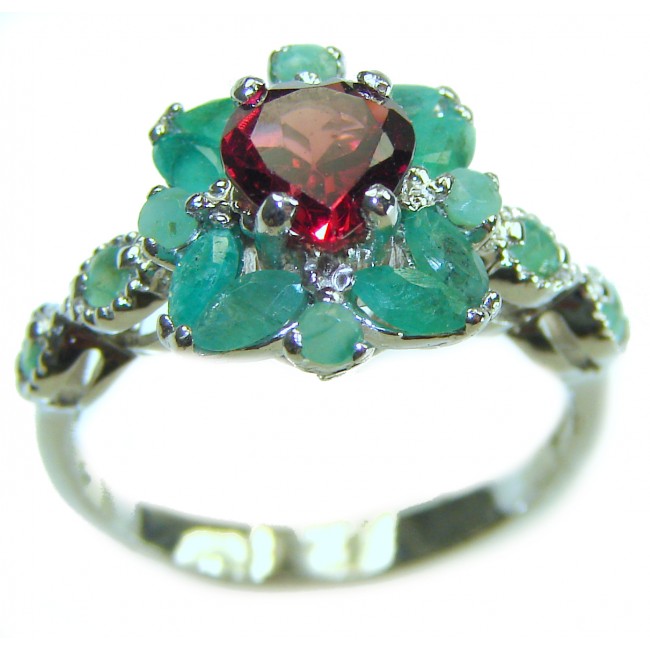 Rachel 4.5 carat Red Garnet .925 Sterling Silver handcrafted ring; s. 6
