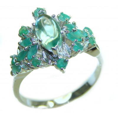 Emily 6.8 carat Swiss Aquamarine Emerald .925 Sterling Silver handmade Statement Ring size 9 1/4