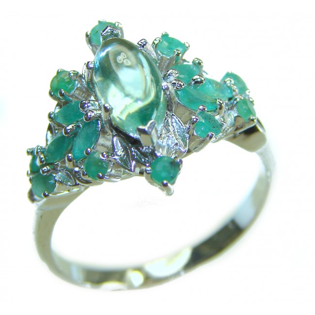Emily 6.8 carat Swiss Aquamarine Emerald .925 Sterling Silver handmade Statement Ring size 9 1/4