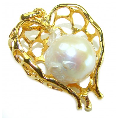 Precious Angels Wings genuine Pearl 14k Gold over .925 Sterling Silver handmade Pendant