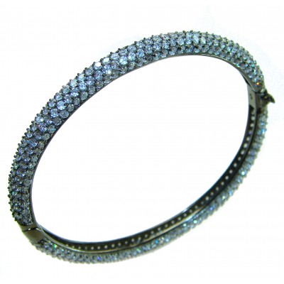 Precious Genuine Pave 22.5 carat White Topaz black rhodium over .925 Sterling Silver handcrafted Bracelet