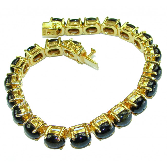Spectacular 28.5 carat authentic Black Opal 18K Gold over .925 Sterling Silver handmade Bracelet