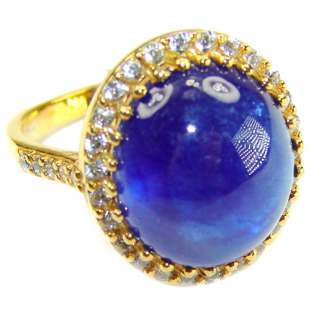 Pure Love 22.2 carat natural Sapphire 18K Gold over .925 Sterling Silver Perfectly handcrafted Ring s. 7