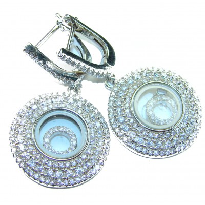 Floating Memories 11.5 carat White Topaz .925 Sterling Silver Handcrafted Statement earrings