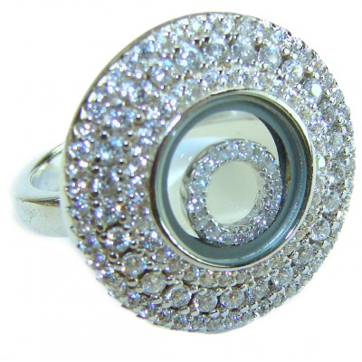 Floating Memories 12.5 carat White Topaz .925 Sterling Silver Handcrafted Ring size 8