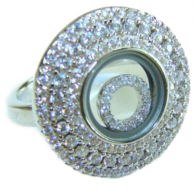 Floating Memories 12.5 carat White Topaz .925 Sterling Silver Handcrafted Ring size 8