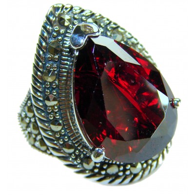 Bella Rosa Genuine 26.2 CARAT Star Ruby .925 Sterling Silver Large Statement Ring size 9