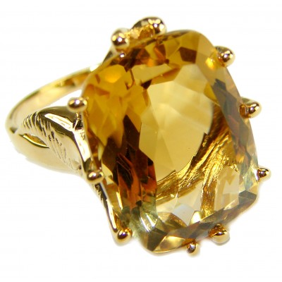 18.8 carat Genuine Heliodor 14K Gold over .925 Sterling Silver handcrafted ring size 10