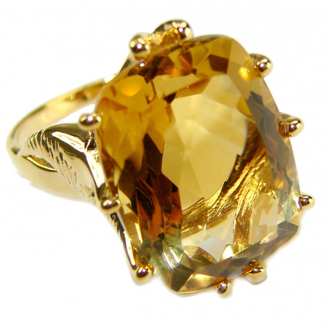 18.8 carat Genuine Heliodor 14K Gold over .925 Sterling Silver handcrafted ring size 10
