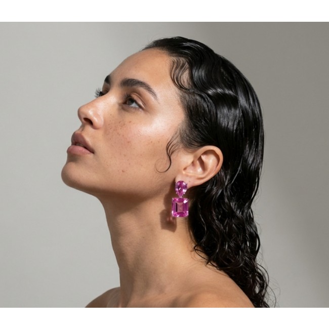 Tiffany - Magnificent 30.5 carat Pink Sapphire .925 Sterling Silver handcrafted LARGE Earrings