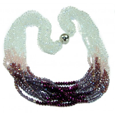 PiNK CASCADE Authentic Mountain Crystal .925 Sterling Silver handmade Necklace