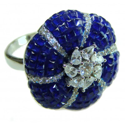 Born to Glam 22.2 carat natural Sapphire .925 Sterling Silver Perfectly handcrafted Ring s. 6 1/4
