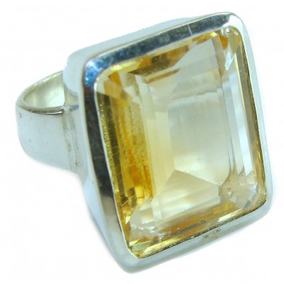 28.8 carat Genuine Heliodor .925 Sterling Silver handcrafted ring size 6