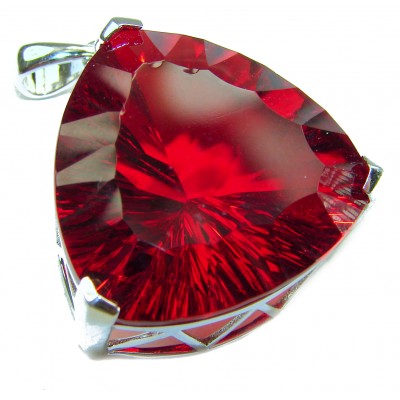 Trillion Cut Perfect 44.5 carat Volcanic Helenite .925 Sterling Silver handcrafted Pendant