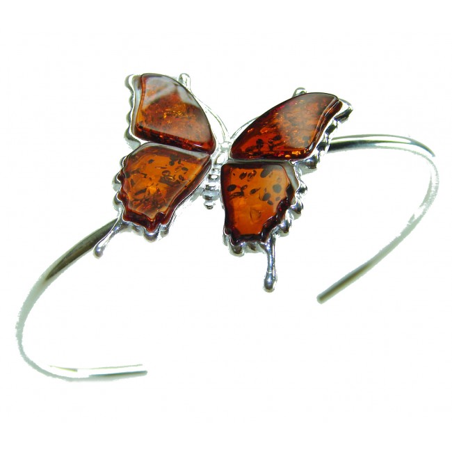Golden Butterfly Genuine carved Baltic Amber .925 Sterling Silver dipped in 18K Gold handamde Bracelet