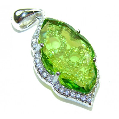 Royalty 9.9 carat authentic Himalayan Peridot .925 Sterling Silver Handcrafted Statement pendant