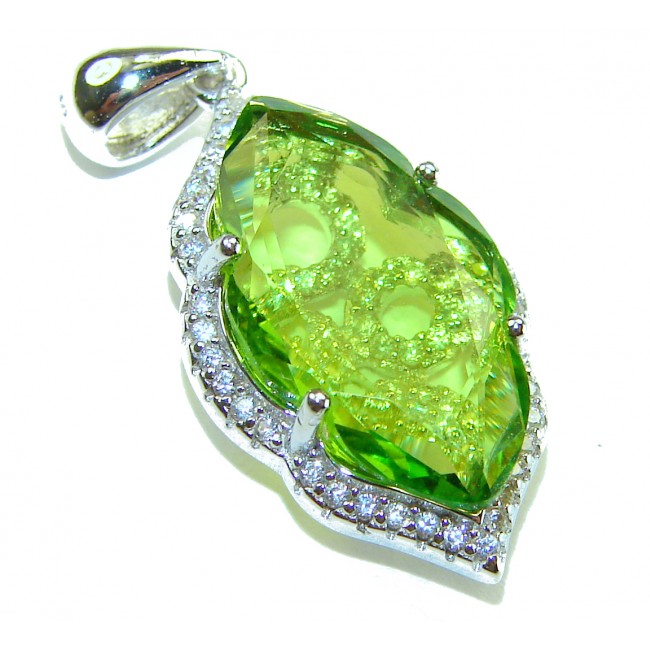 Royalty 9.9 carat authentic Himalayan Peridot .925 Sterling Silver Handcrafted Statement pendant