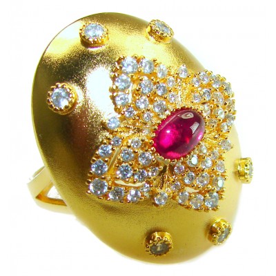 Byzantine design Authentic 2.2 carat 18K Gold over .925 Sterling Silver handcrafted Large Ring s. 8