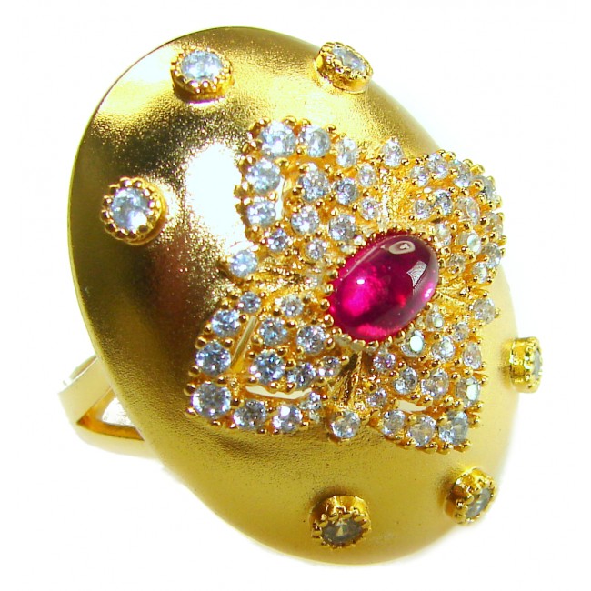 Byzantine design Authentic 2.2 carat 18K Gold over .925 Sterling Silver handcrafted Large Ring s. 8