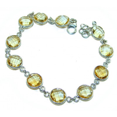 Victoria Authentic 27.2 carat Brazilian Citrine .925 Sterling Silver brilliantly dipped in real rhodium handcrafted Statement Bracelet