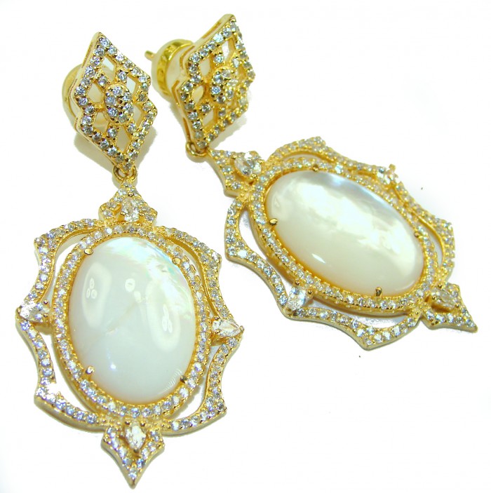 Top quality Sublime Blister Pearl 22K Gold over .925 Sterling Silver handcrafted Earrings