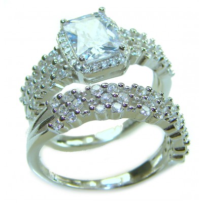 Golden Galaxy Genuine 10.8 carat White Topa .925 Sterling Silver handmade stack up Ring size 6 1/4