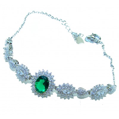 Giovanna - Authentic 6.8 carat Emerlad .925 Sterling Silver handcrafted Statement bracelet